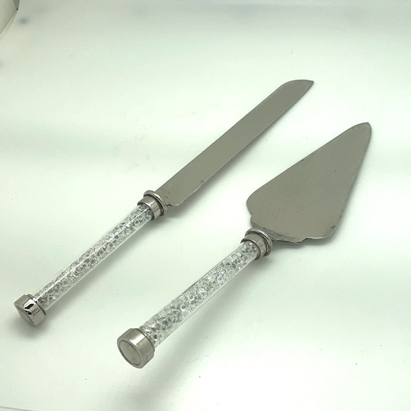 ZGALLERIE silver diamond  cake knife and server. - Picture 1 of 7